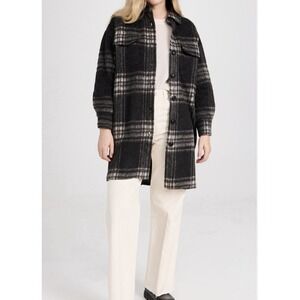 Faherty Cornwall Quinn Plaid Jacket Shaket Black Gray Size XS Wool Blend